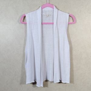 03579 Eileen Fisher white linen sweater knit vest L